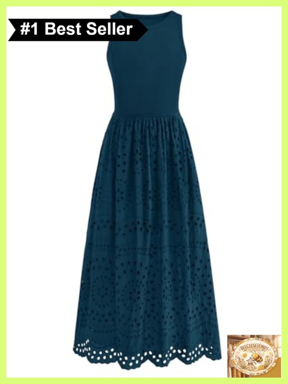 Sleeveless Lace Eyelet Cotton Tank Maxi Dress A Line Flowy